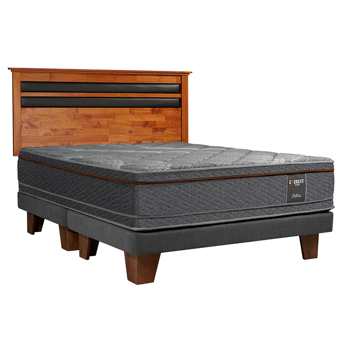 CAMA EUROPEA CELTA EVEREST COPPER BLACK 2 PLAZAS + RESPALDO MALLORCA - 1