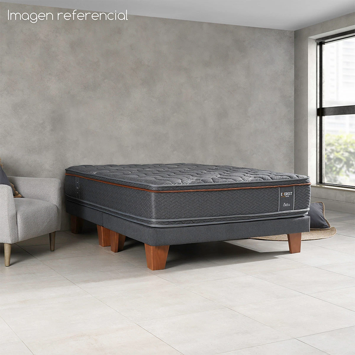 CAMA EUROPEA CELTA EVEREST COPPER BLACK 2 PLAZAS + RESPALDO MALLORCA - 5