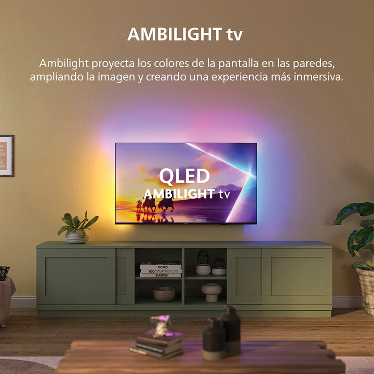 SMART TV PHILIPS QLED 4K UHD 55” AMBILIGHT 55PUD8250 Negro, foto 3