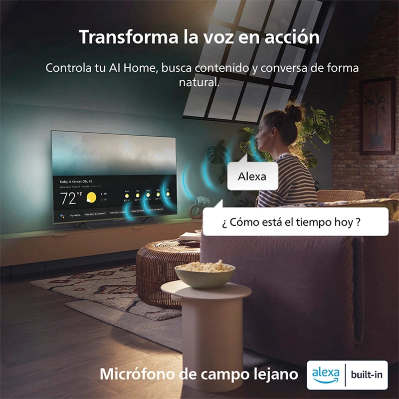 SMART TV PHILIPS QLED 4K UHD 55” AMBILIGHT 55PUD8250 Negro, foto 5
