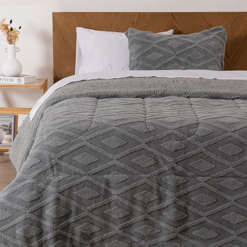 PLUMÓN MASHINI ROMBO 1.5 PLAZAS GRIS - 1