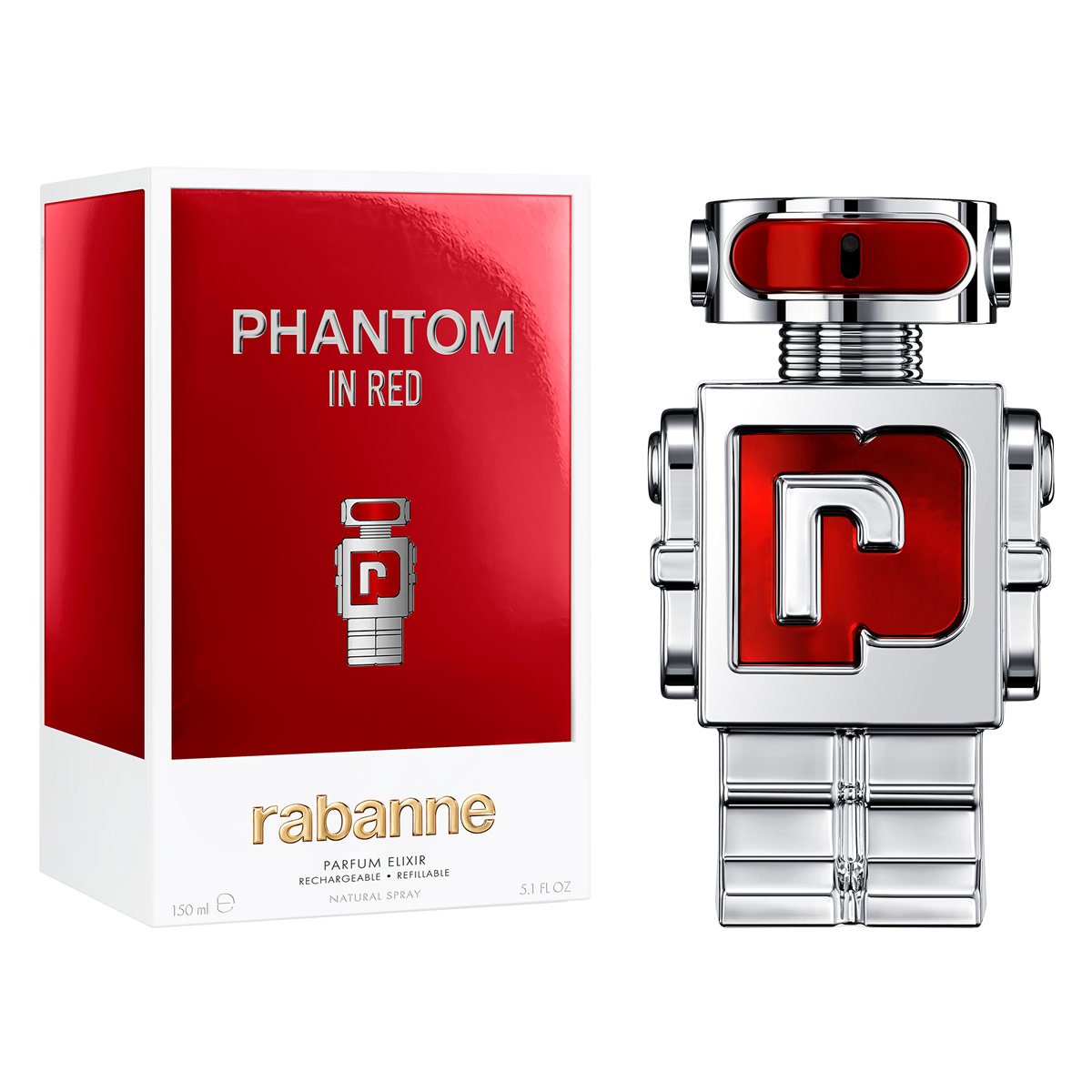 PERFUME HOMBRE RABANNE PHANTOM IN RED PARFUM ELIXIR RECARGABLE 150ML - 2