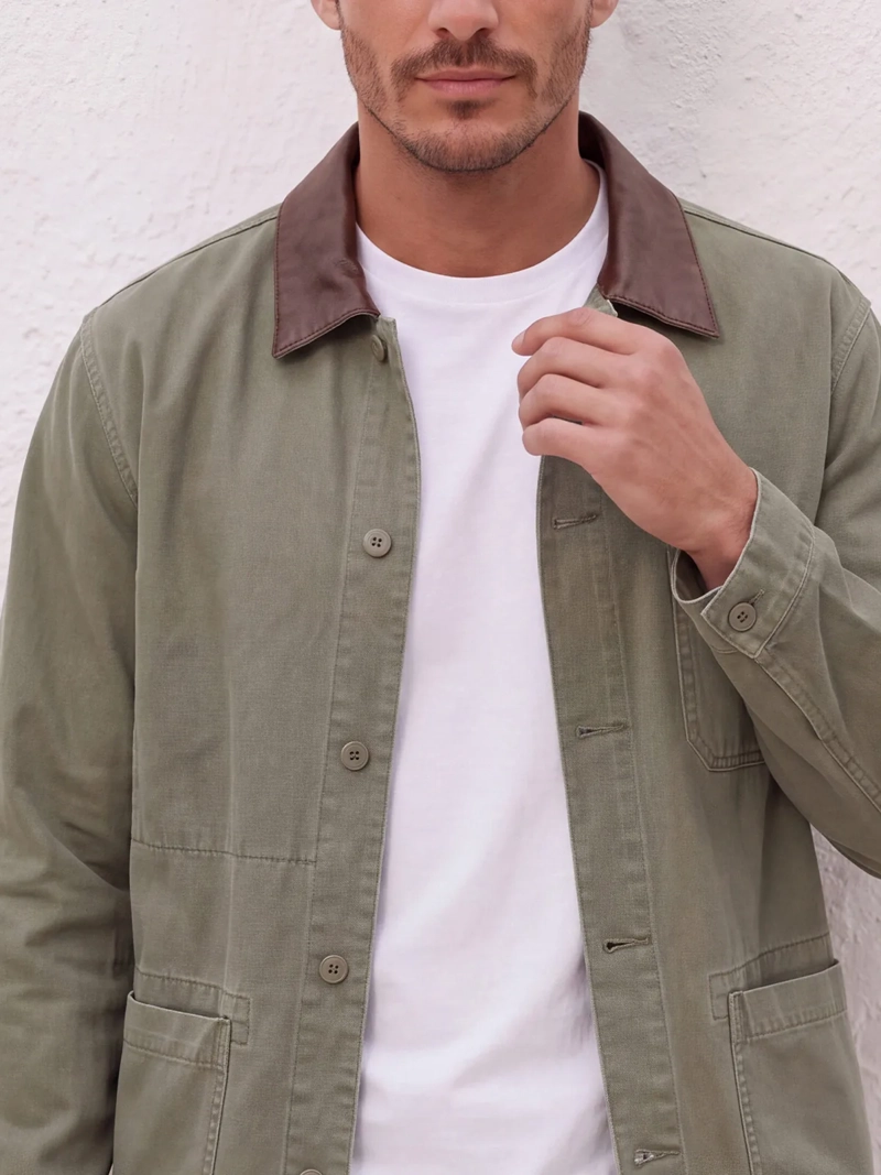 CHAQUETA HOMBRE SPAVALDI ALGODÓN CUELLO EN CONTRASTE - 3