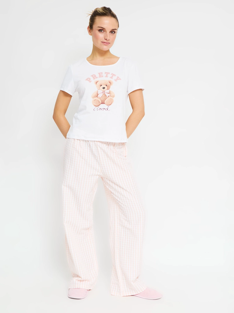 PIJAMA MUJER INDEX MANGA CORTA PANTALÓN WAFFLE - 2