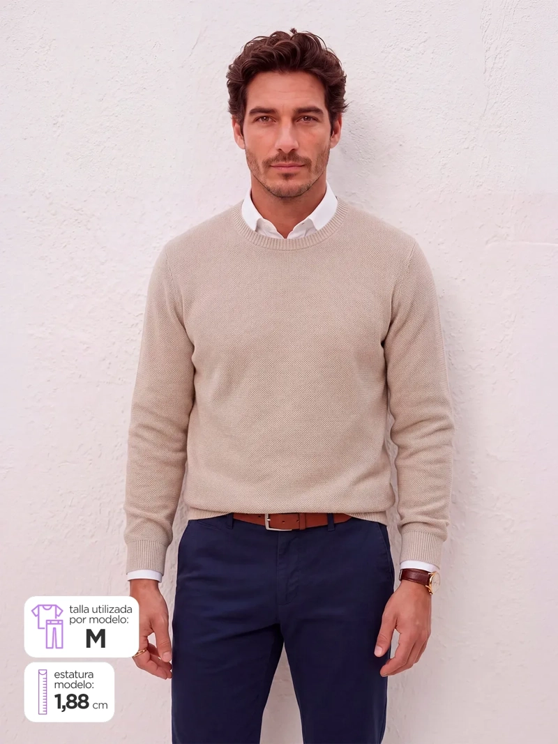 SWEATER HOMBRE SPAVALDI ALGODÓN TEXTURAS - 1