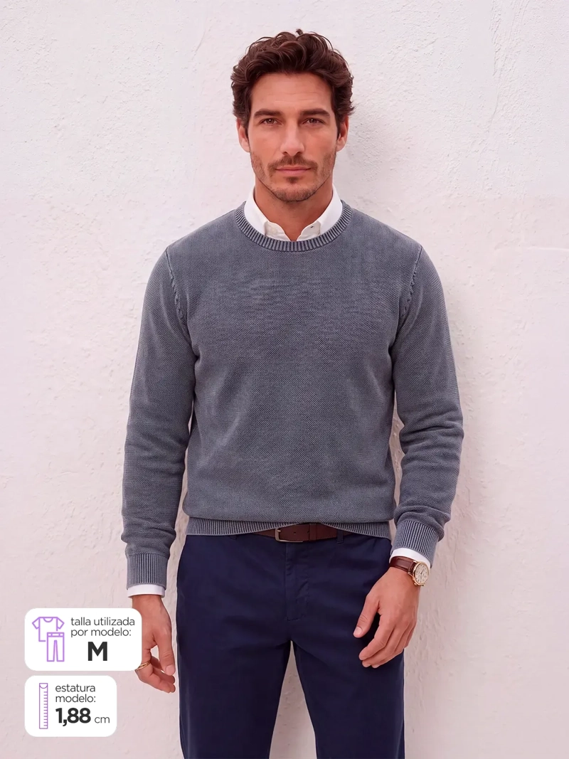 SWEATER HOMBRE SPAVALDI ALGODÓN TEXTURAS - 1