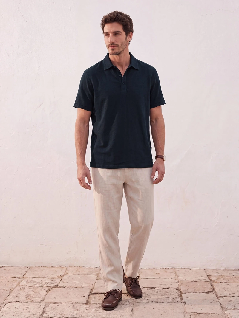 POLERA HOMBRE SPAVALDI LINO CUELLO POLO - 4