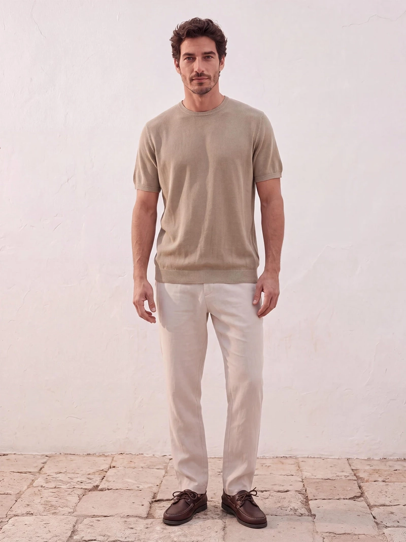 POLERA HOMBRE SPAVALDI ALGODÓN CUELLO REDONDO TEXTURA - 4