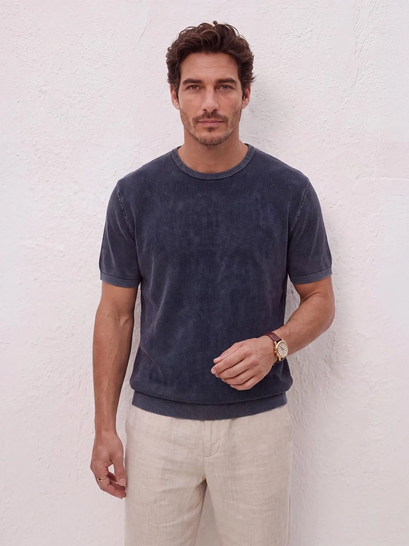 POLERA HOMBRE SPAVALDI ALGODÓN CUELLO REDONDO TEXTURA