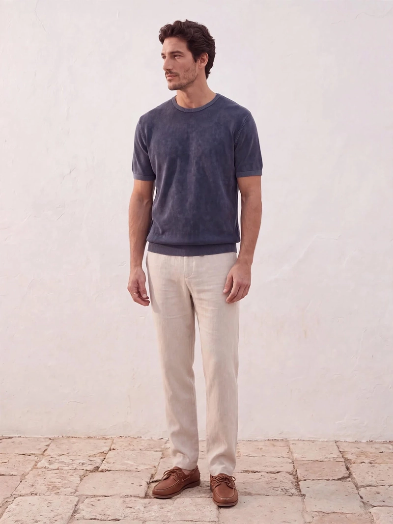 POLERA HOMBRE SPAVALDI ALGODÓN CUELLO REDONDO TEXTURA - 4