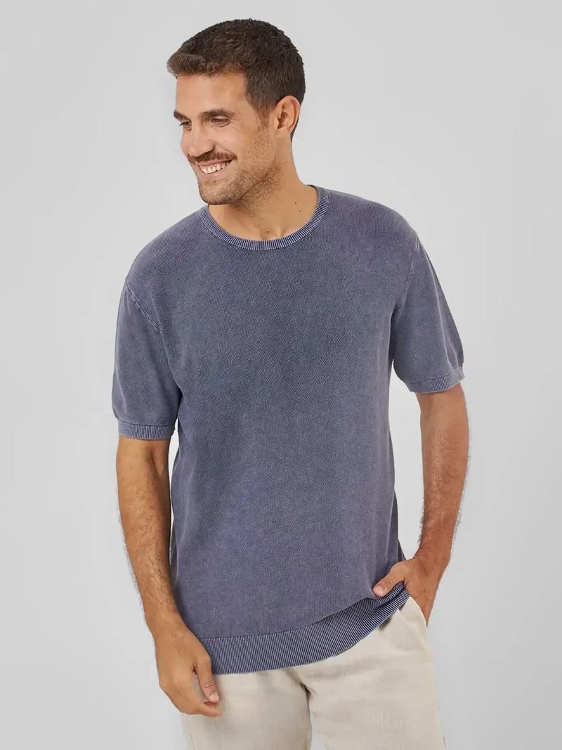 POLERA HOMBRE SPAVALDI ALGODÓN CUELLO REDONDO TEXTURA - 1