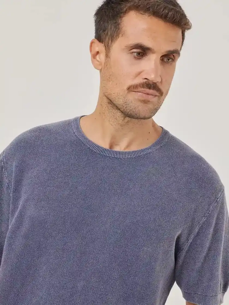 POLERA HOMBRE SPAVALDI ALGODÓN CUELLO REDONDO TEXTURA - 4