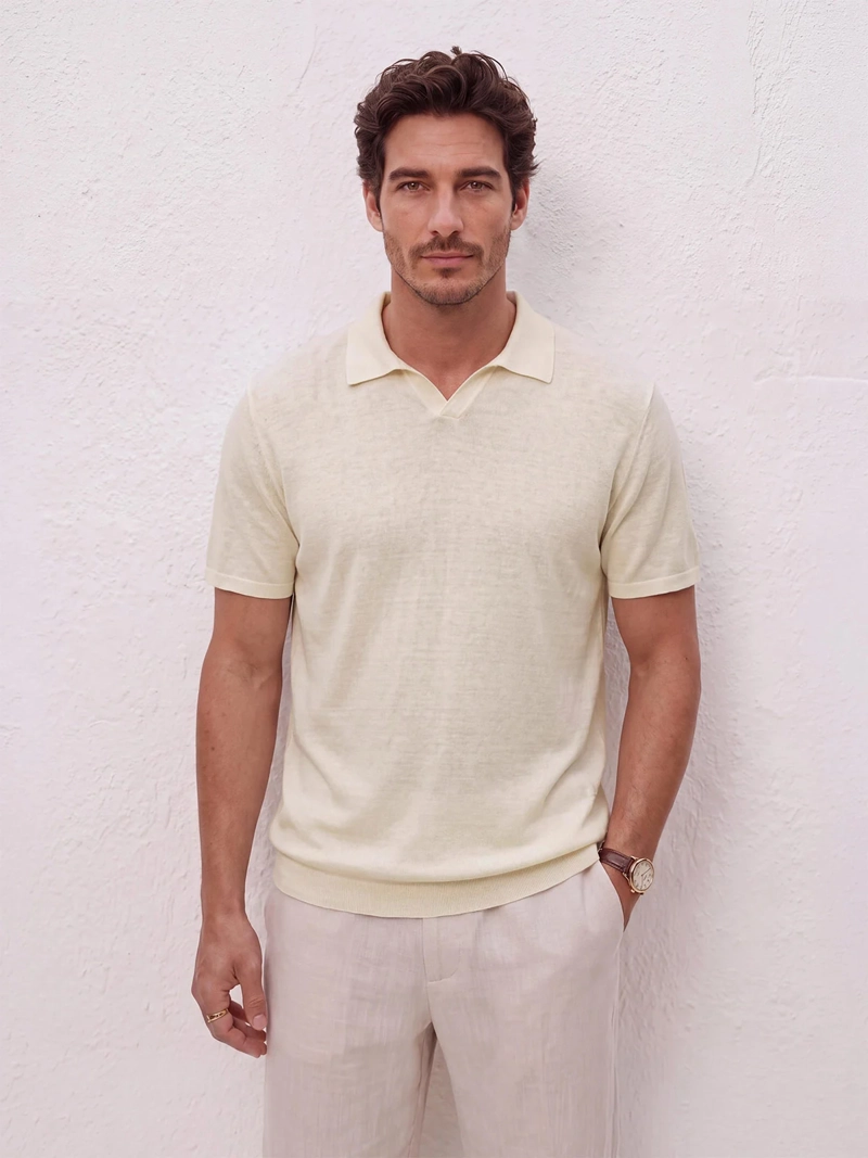 POLERA HOMBRE SPAVALDI LINO CUELLO CAMISERO - 1