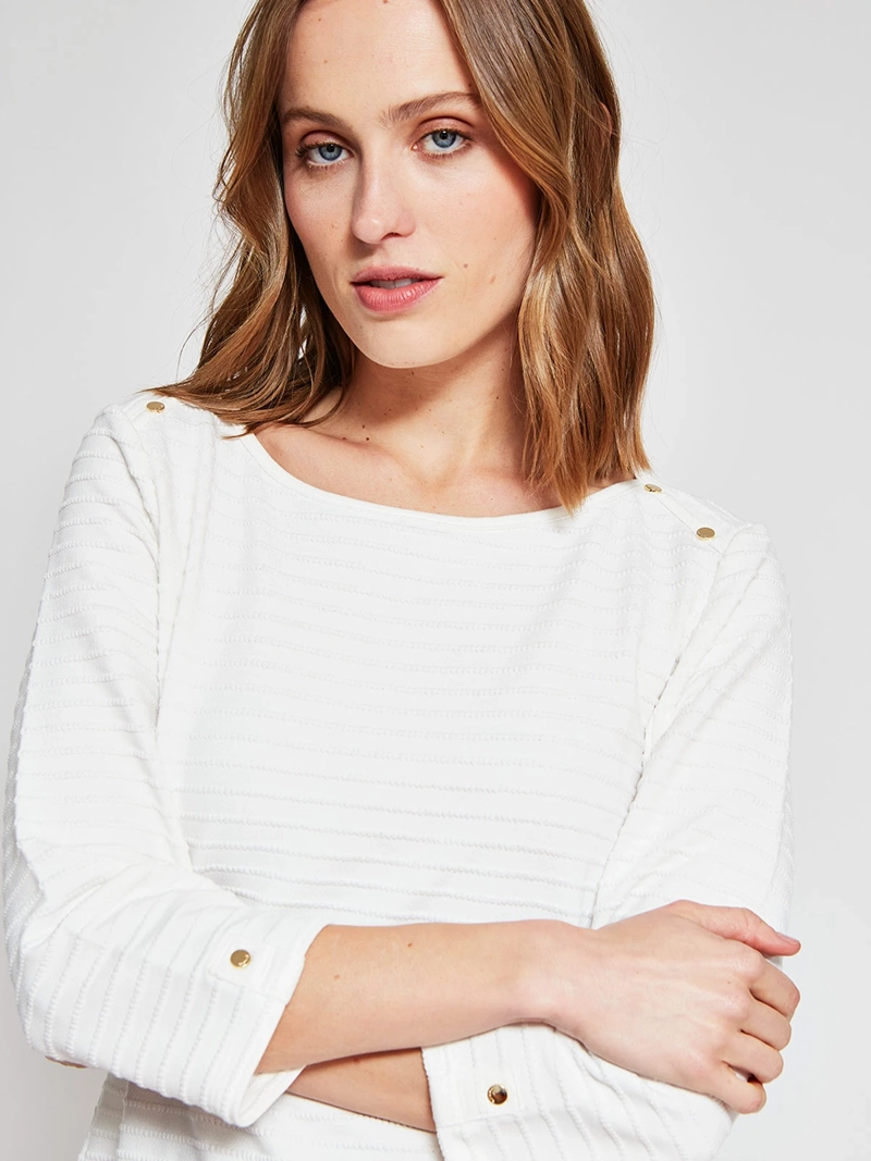 POLERA MUJER CACHAREL MANGA 3/4 TEXTURADA - 3