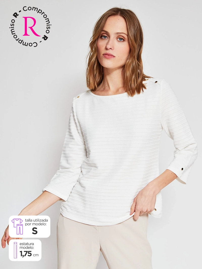 POLERA MUJER CACHAREL MANGA 3/4 TEXTURADA