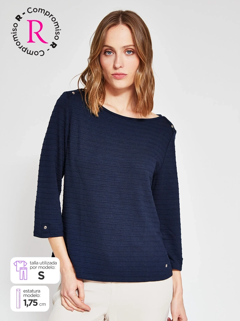 POLERA MUJER CACHAREL MANGA 3/4 TEXTURADA