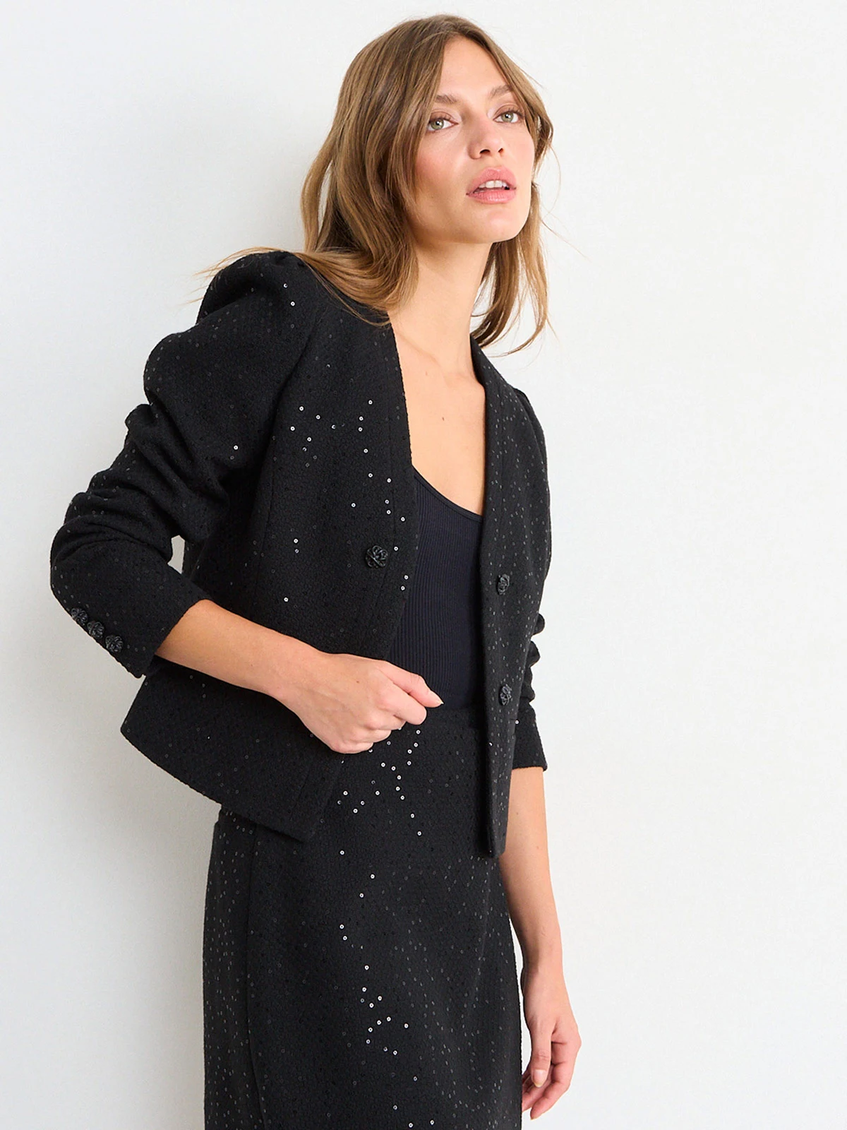 BLAZER MUJER IO TWEED SIN SOLAPA BOTONES - 3