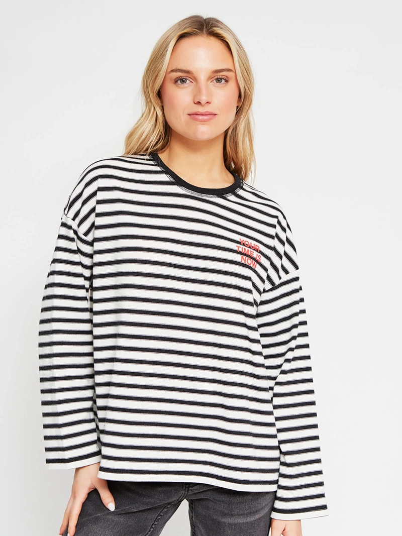 POLERA MUJER INDEX ALGODÓN MANGA LARGA RAYAS - 2