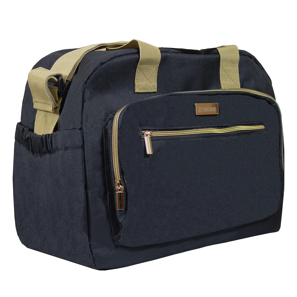 BOLSO MATERNAL BEBESIT PANA PREMIUM NEGRO/DORADO