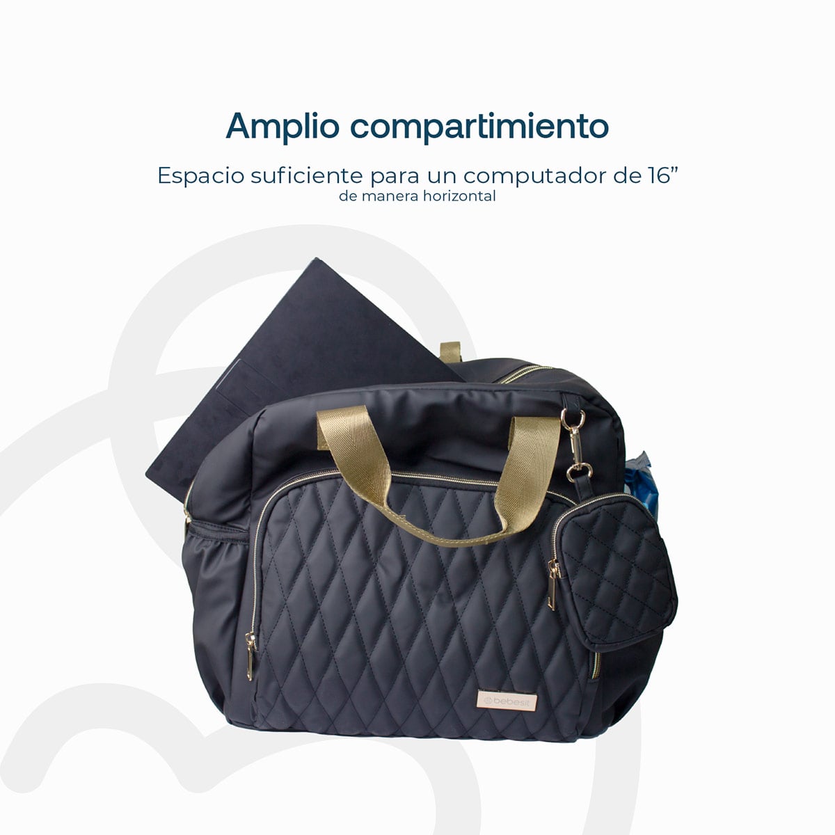 BOLSO PAÑALERA BEBESIT NEGRO NEGRO/DORADO - 6