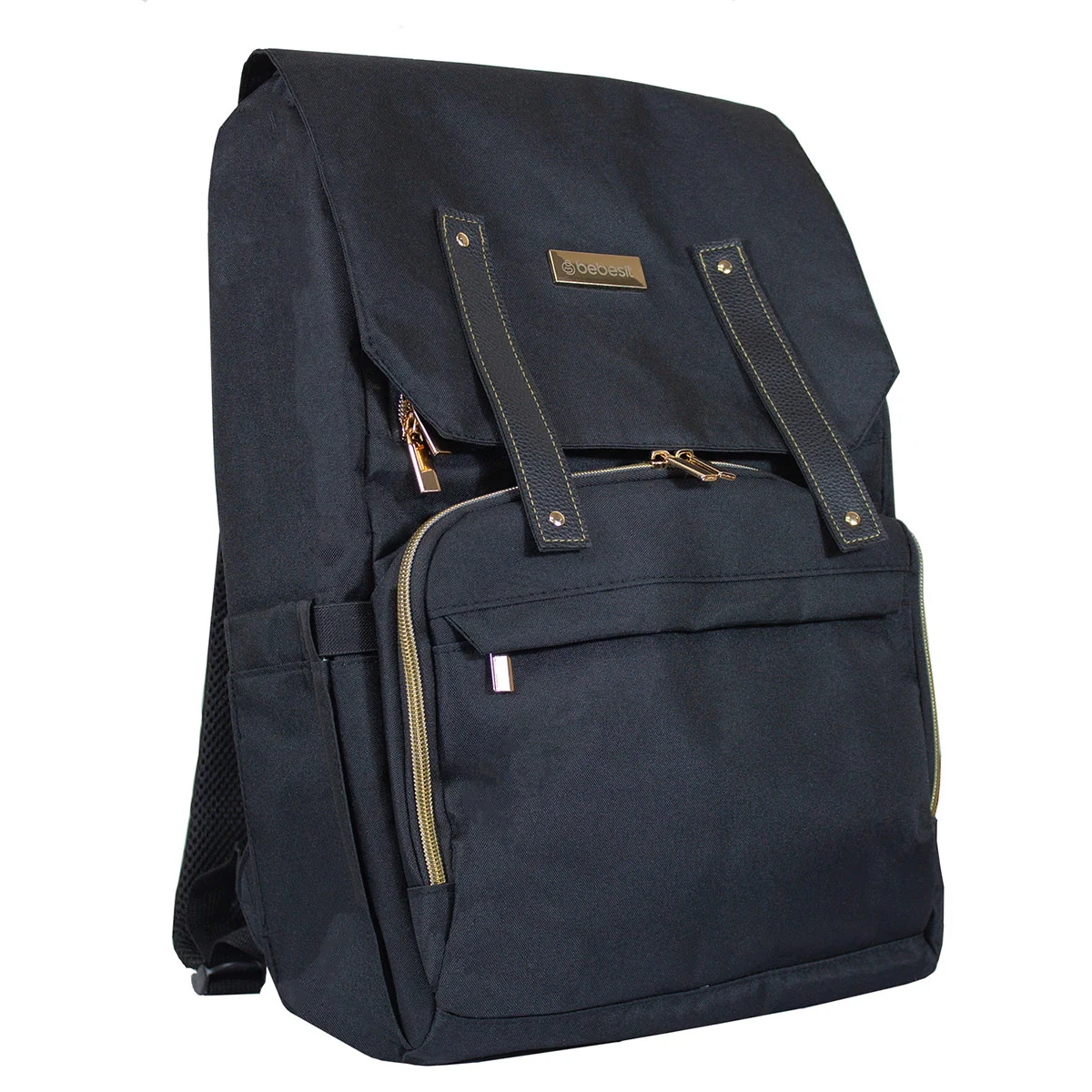 MOCHILA MATERNAL BEBESIT PAÑA PREMIUM NEGRO/DORADO - 1