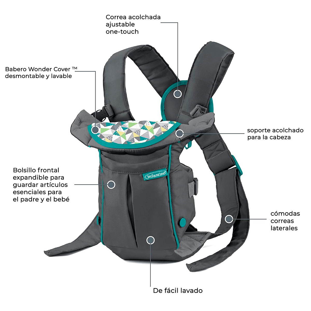 PORTA BEBÉ INFANTINO CARRIER GRIS - 6