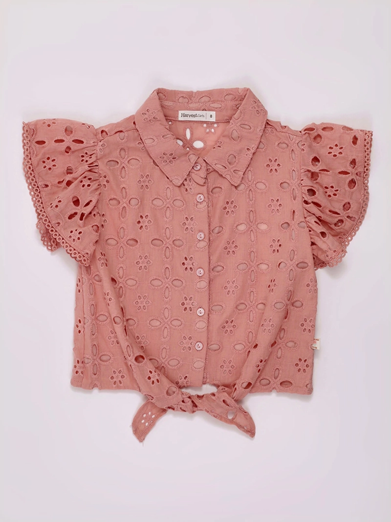 BLUSA NIÑA HARVEST ALGODÓN MANGA CORTA BRODERIE