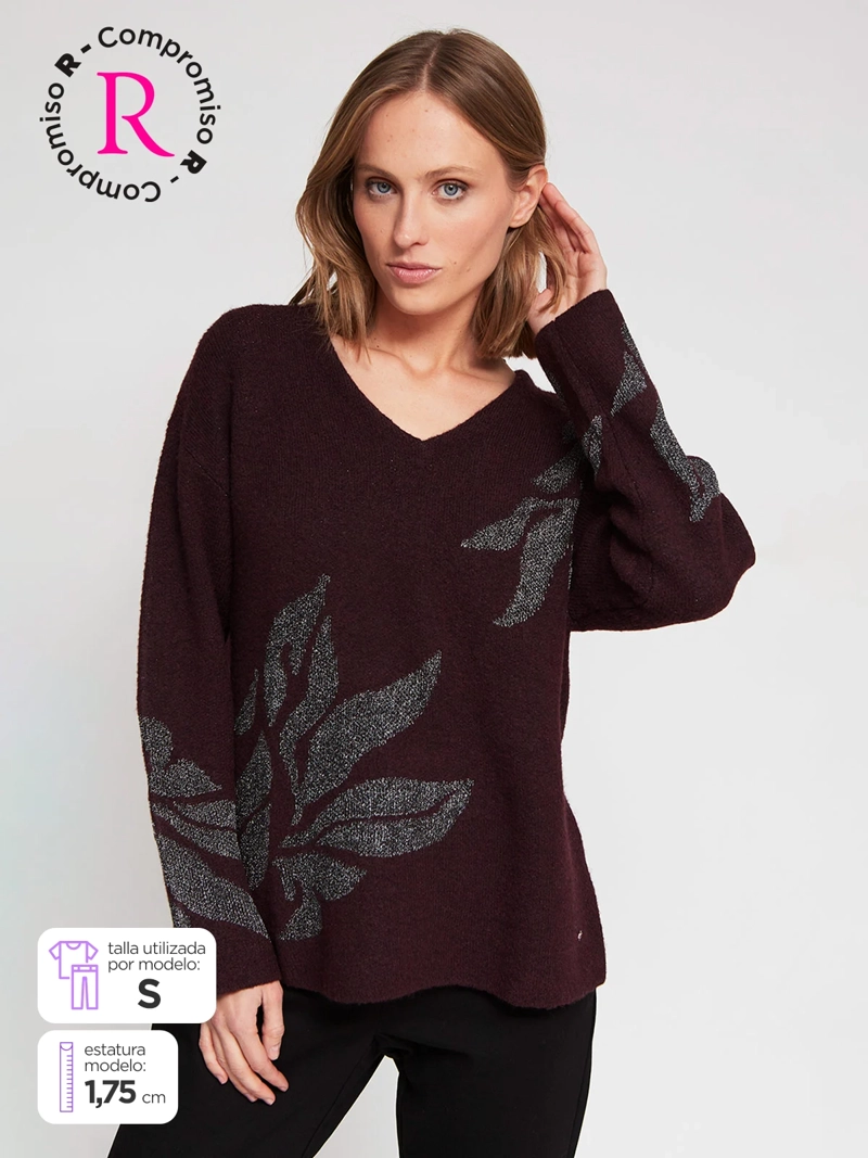 SWEATER MUJER CACHAREL CUELLO EN V MANGA LARGA - 1