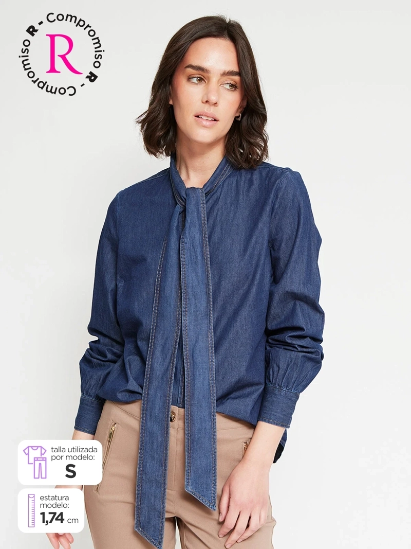 BLUSA MUJER CACHAREL ALGODÓN MANGA LARGA