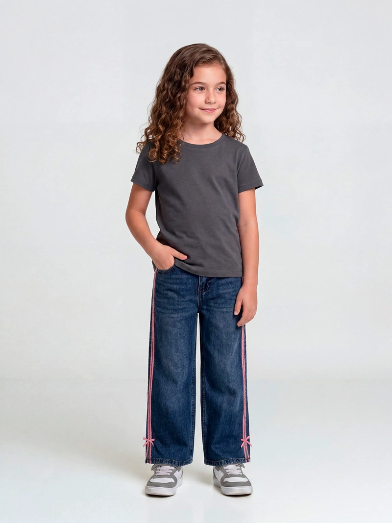 JEANS NIÑA HARVEST ALGODÓN WIDE RECTO CINTA - 1