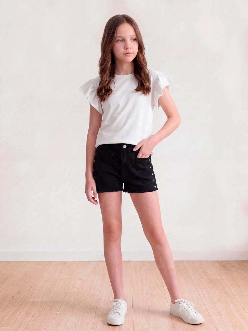 SHORT NIÑA INDEX TEEN ALGODÓN ESTRELLAS - 1