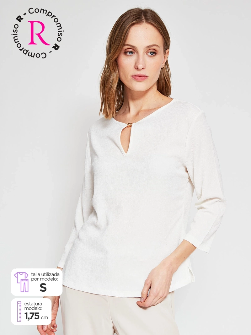 POLERA MUJER CACHAREL MANGA 3/4 TEXTURADA - 1