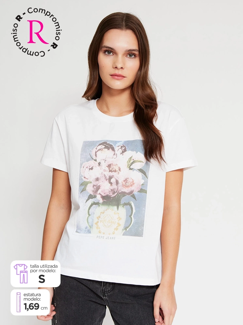 POLERA MUJER PEPE JEANS ALGODÓN ESTAMPADA