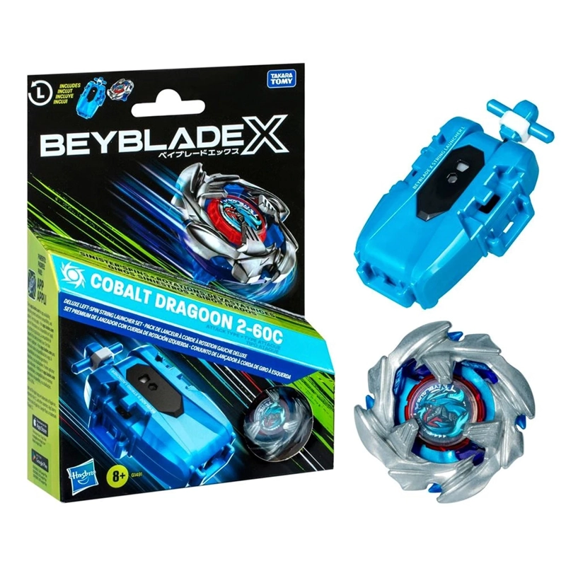 TROMPO BEYBLADE X SET PREMIUM DE LANZADOR CON CUERDA Y TOP COBALT DRAGOON 2-60C - 1