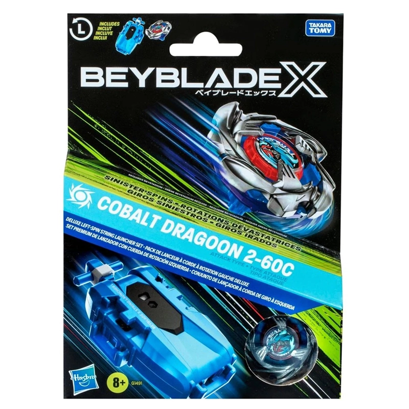 TROMPO BEYBLADE X SET PREMIUM DE LANZADOR CON CUERDA Y TOP COBALT DRAGOON 2-60C - 3
