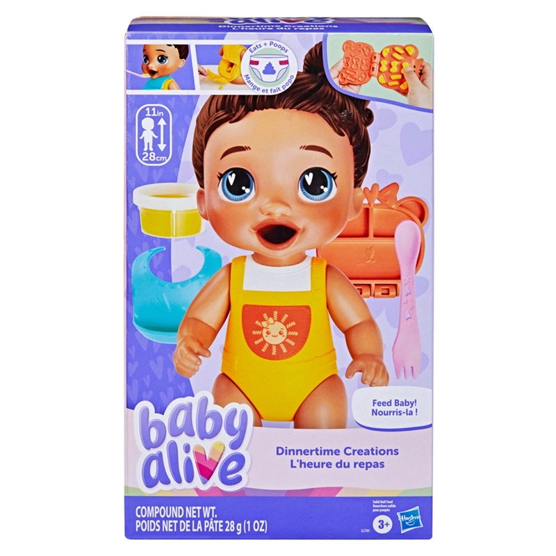 MUÑECA BABY ALIVE DINNERTIME CREATIONS CABELLO CASTAÑO - 2