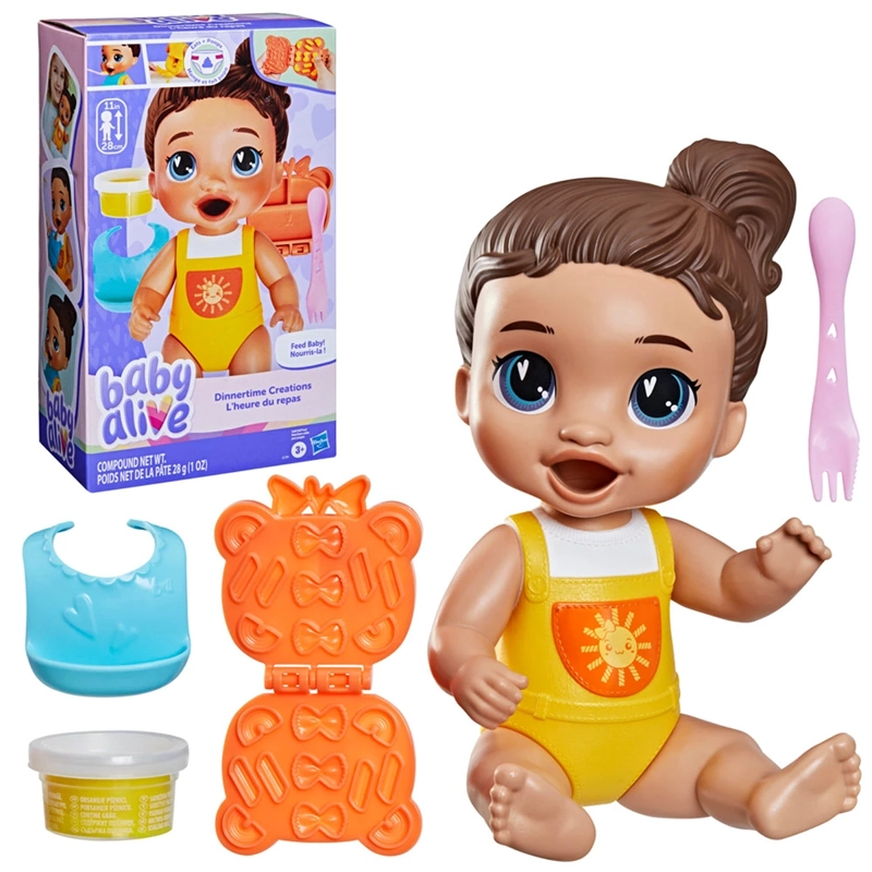 MUÑECA BABY ALIVE DINNERTIME CREATIONS CABELLO CASTAÑO - 3