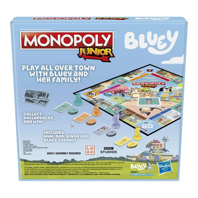 JUEGO DE MESA INFANTIL HASBRO GAMMING MONOPOLY JUNIOR BLUEY EDITION - 6