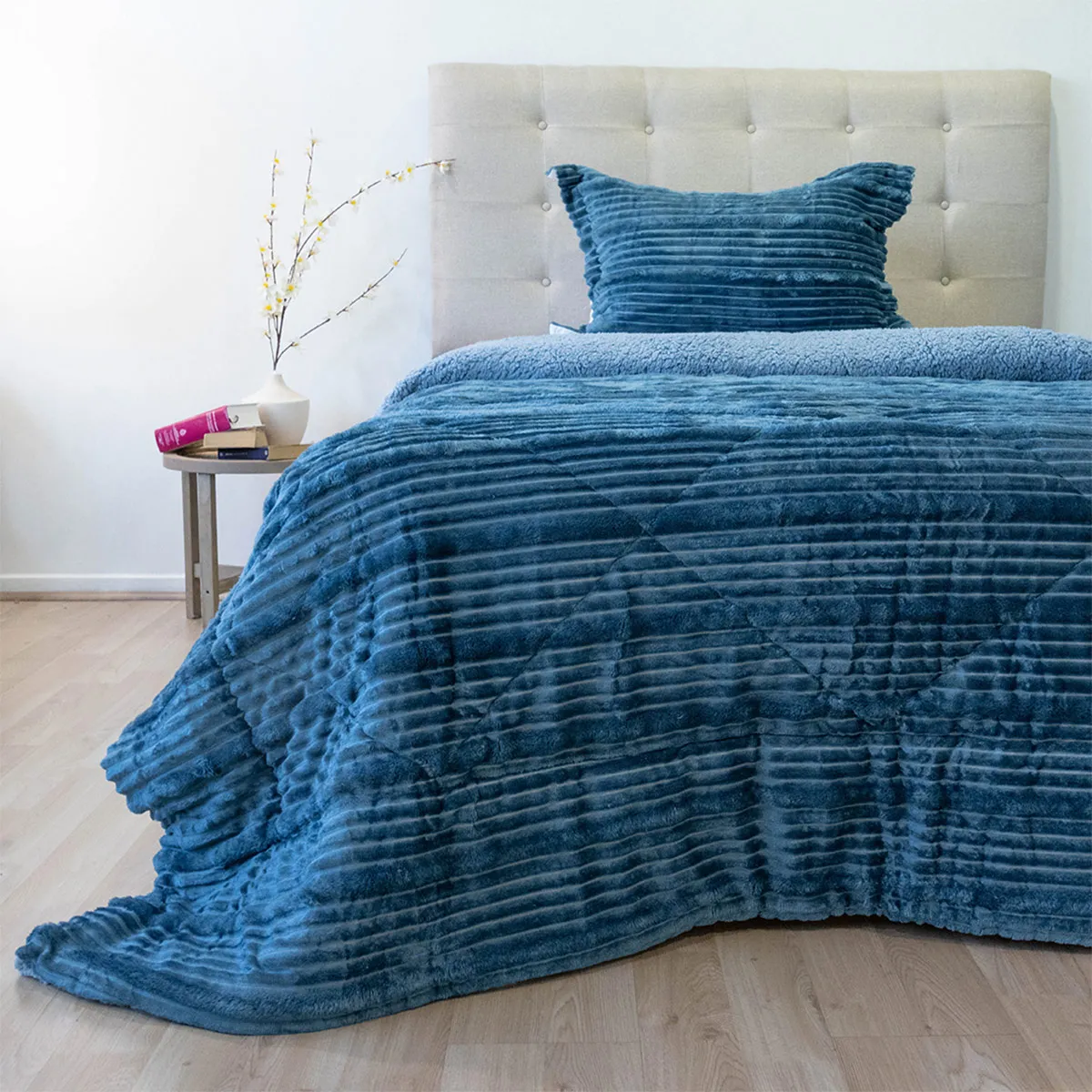 CUBRECAMA DORAL COTELONI SHERPA 1.5 PLAZAS AZUL - 1