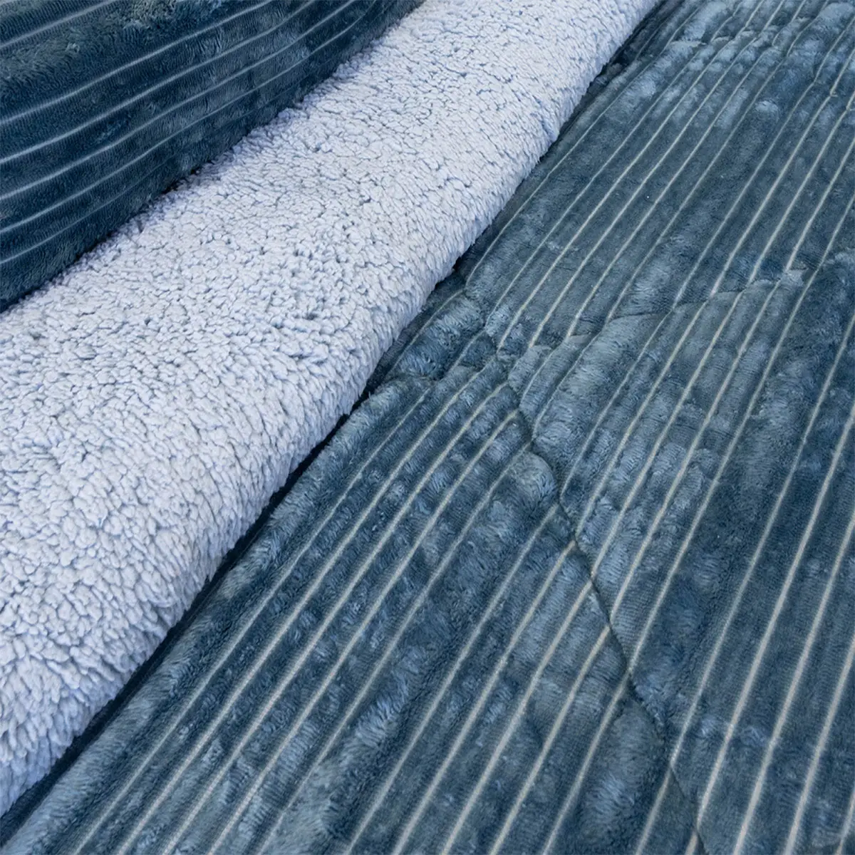 CUBRECAMA DORAL COTELONI SHERPA 1.5 PLAZAS AZUL - 3
