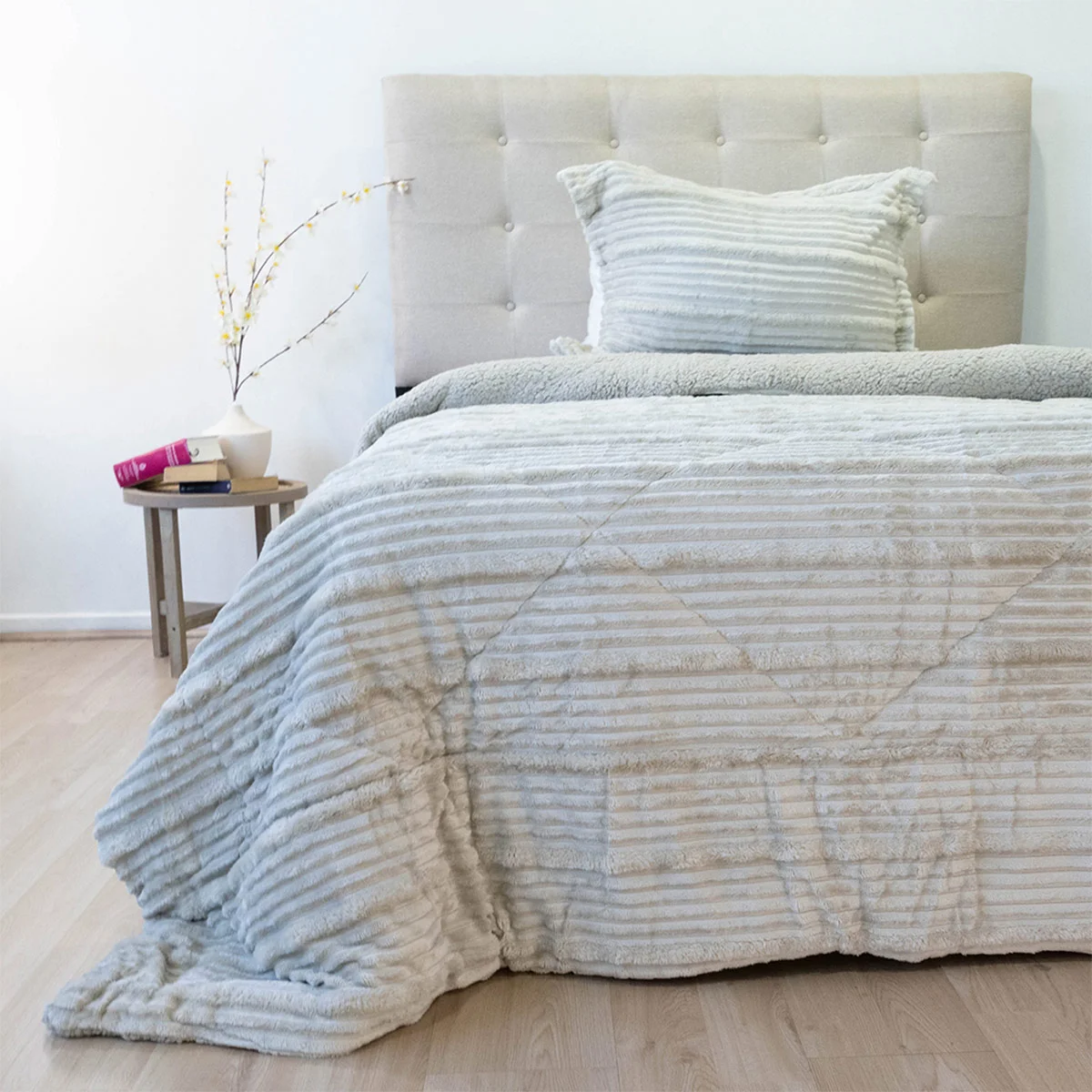 CUBRECAMA DORAL COTELONI SHERPA 1.5 PLAZAS BEIGE - 1