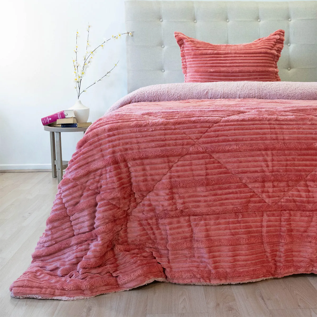 CUBRECAMA DORAL COTELONI SHERPA 1.5 PLAZAS CORAL  - 1