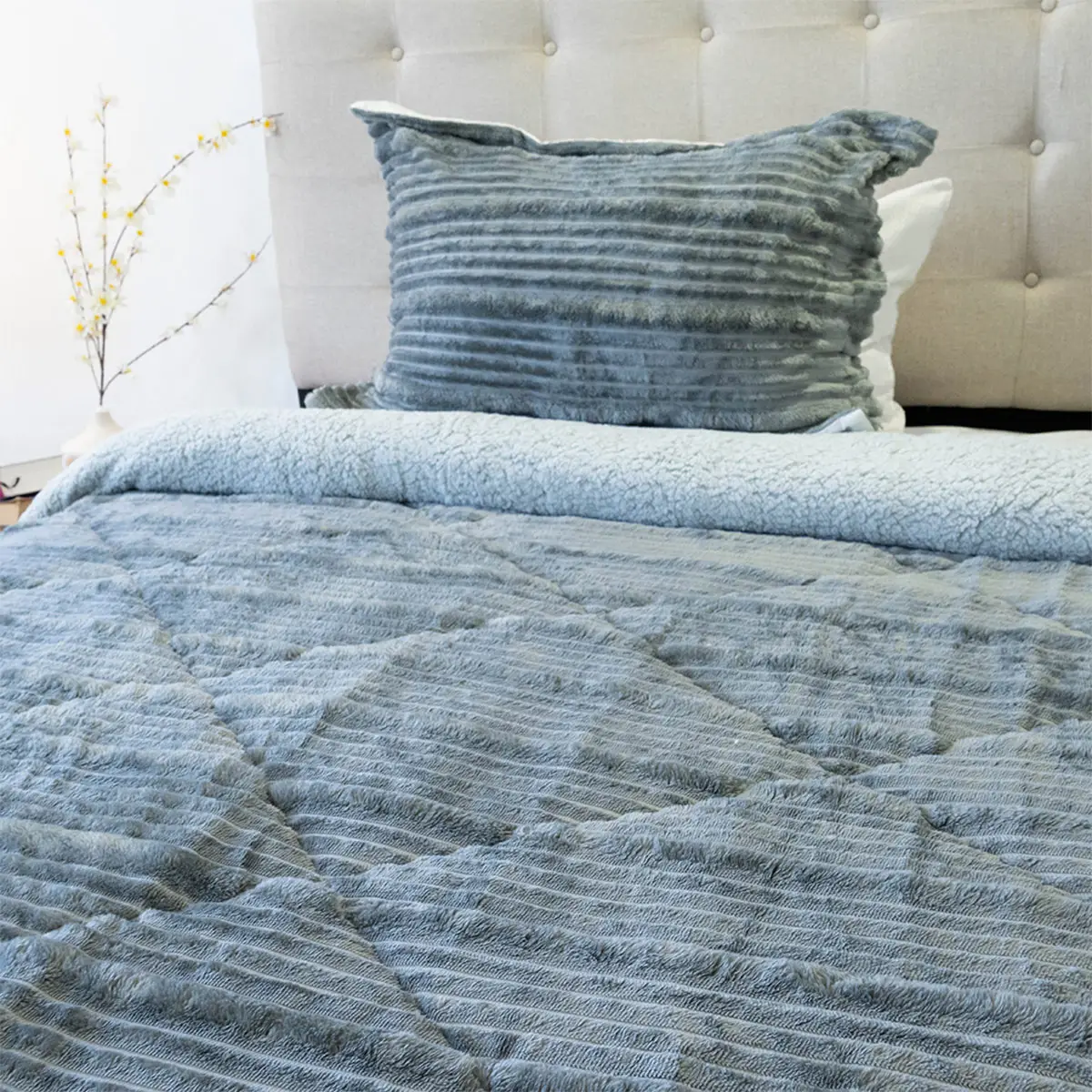 CUBRECAMA DORAL COTELONI SHERPA 1.5 PLAZAS GRIS  - 2