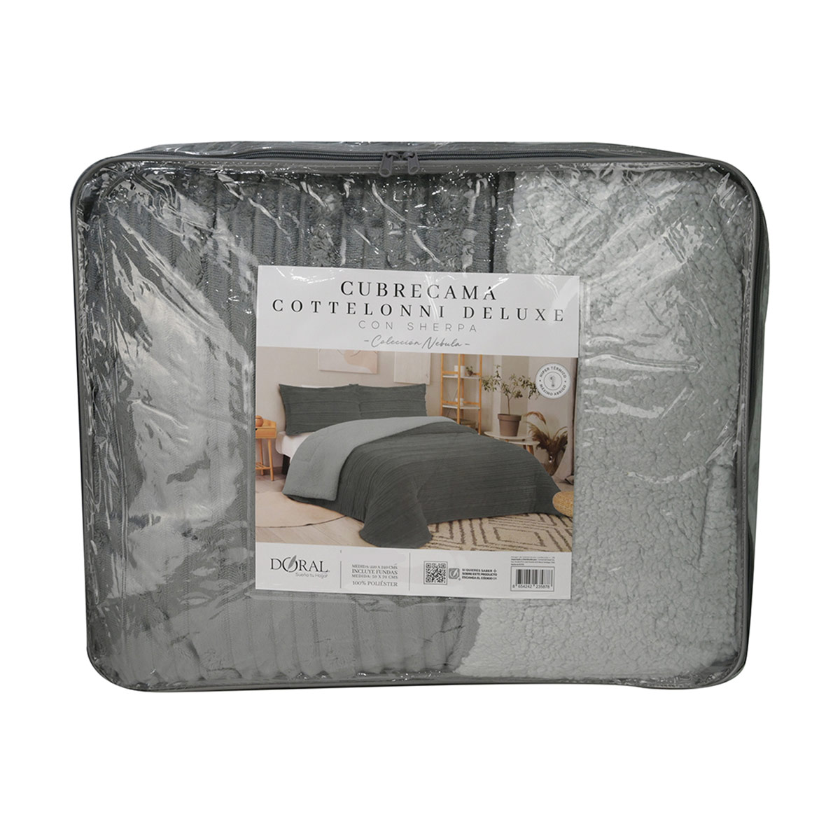 CUBRECAMA DORAL COTELONI SHERPA 1.5 PLAZAS GRIS  - 4