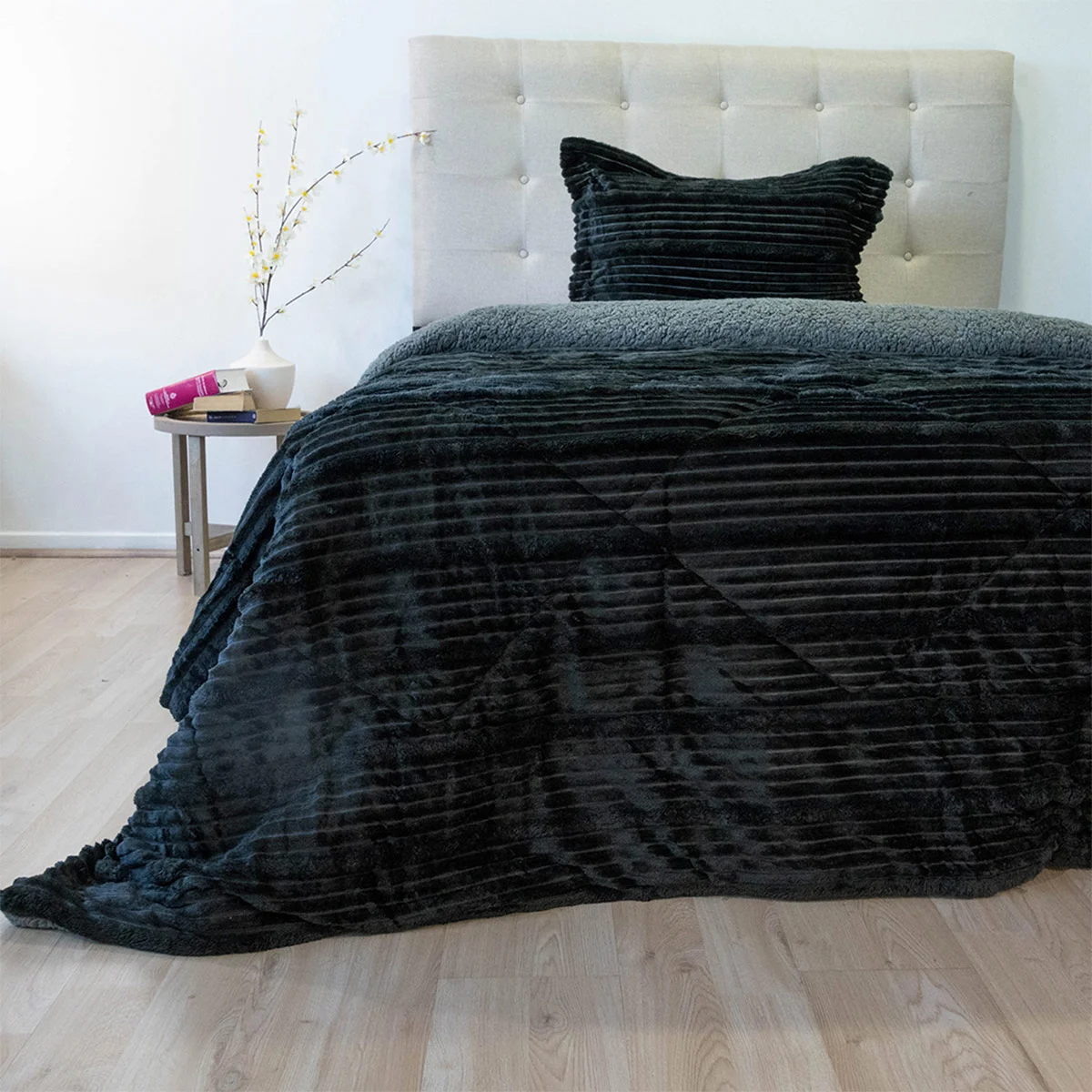 CUBRECAMA DORAL COTELONI SHERPA 1.5 PLAZAS NEGRO - 1