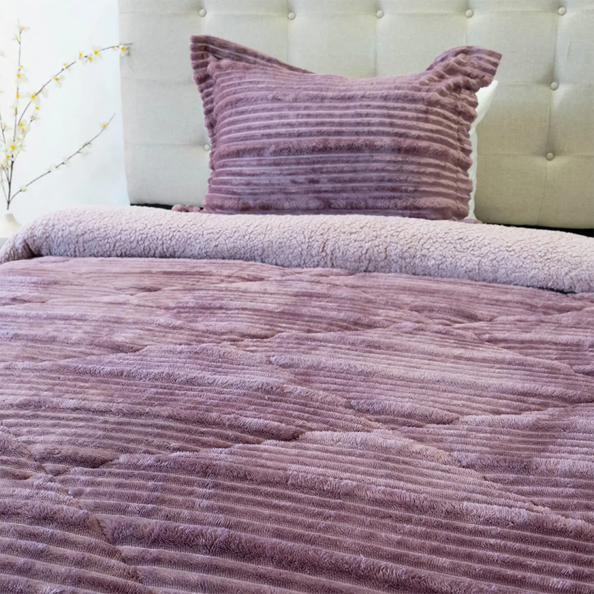 CUBRECAMA DORAL COTELONI SHERPA 1.5 PLAZAS ROSA - 2