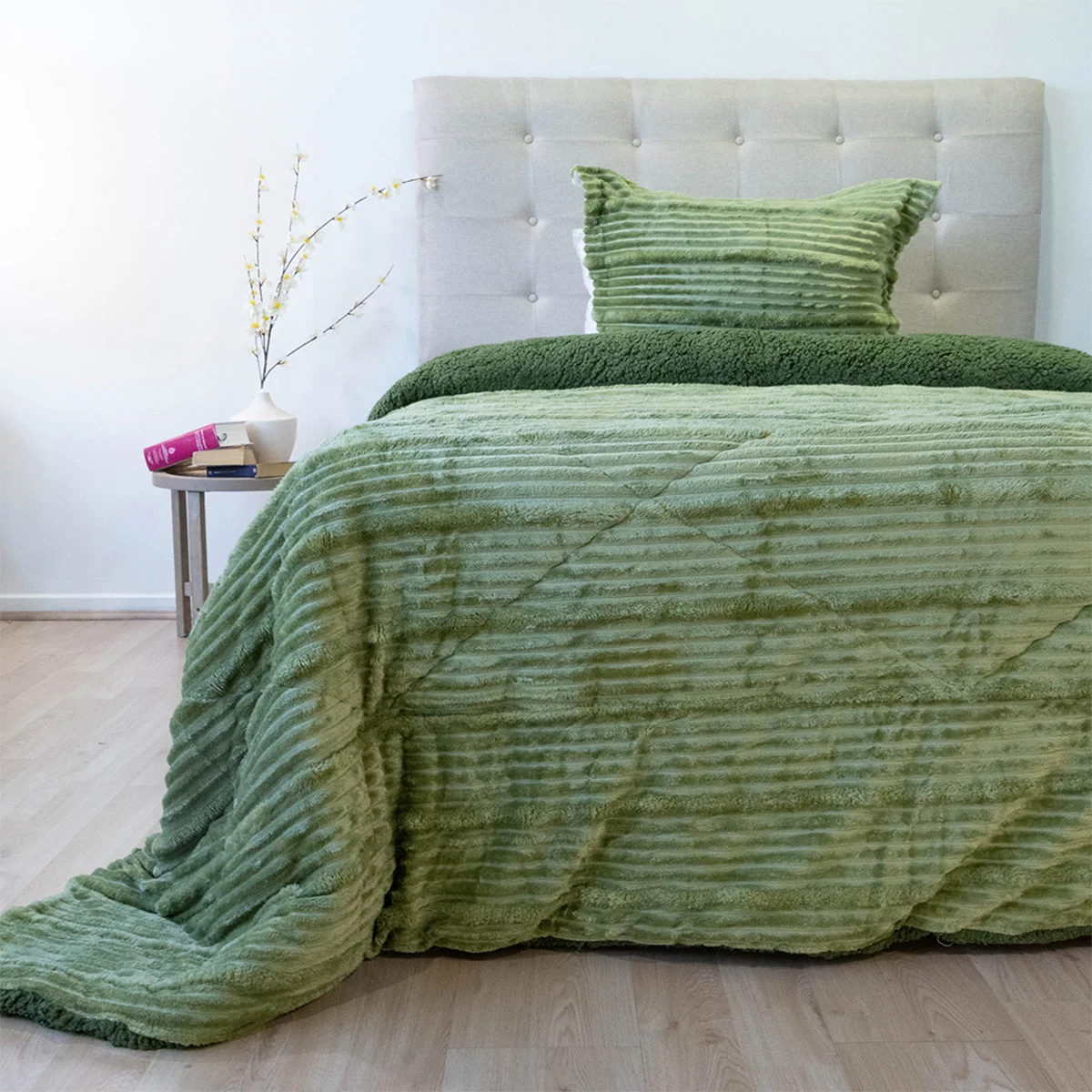 CUBRECAMA DORAL COTELONI SHERPA 1.5 PLAZAS VERDE - 1
