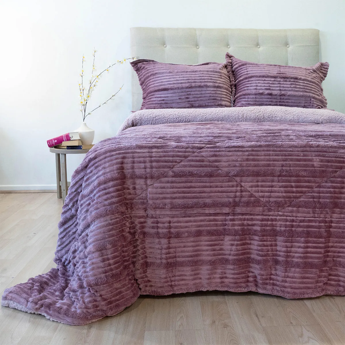 CUBRECAMA DORAL COTELONI SHERPA SÚPER KING ROSA - 1