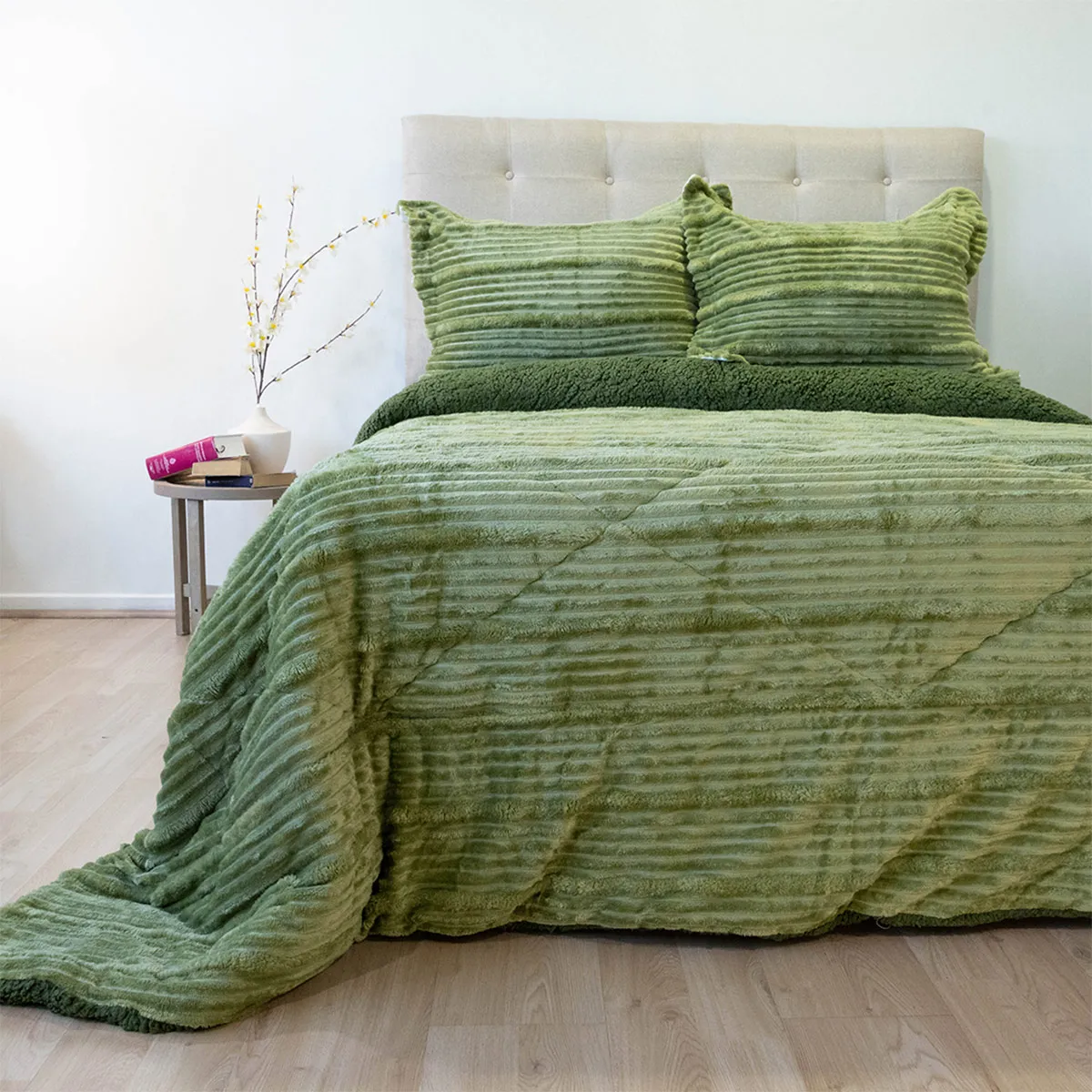 CUBRECAMA DORAL COTELONI SHERPA SÚPER KING VERDE - 1