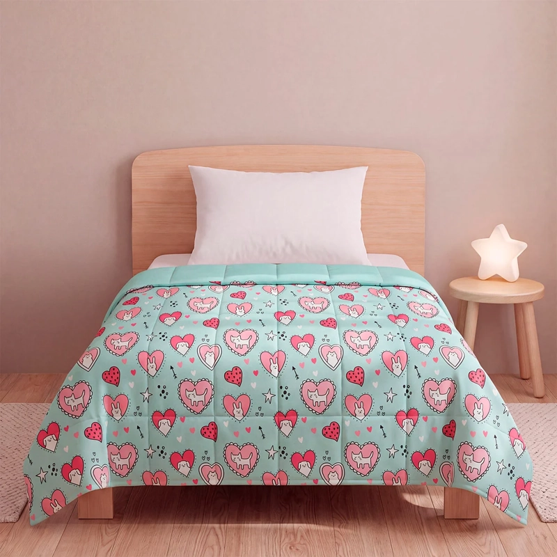 PLUMÓN RIPLEY HOME MICROFIBRA 1.5 PLAZAS CORAZONES ROSA - 1